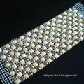 NEW design 24row 4mm Pearl + lt amethyst rhinestone mesh trimming